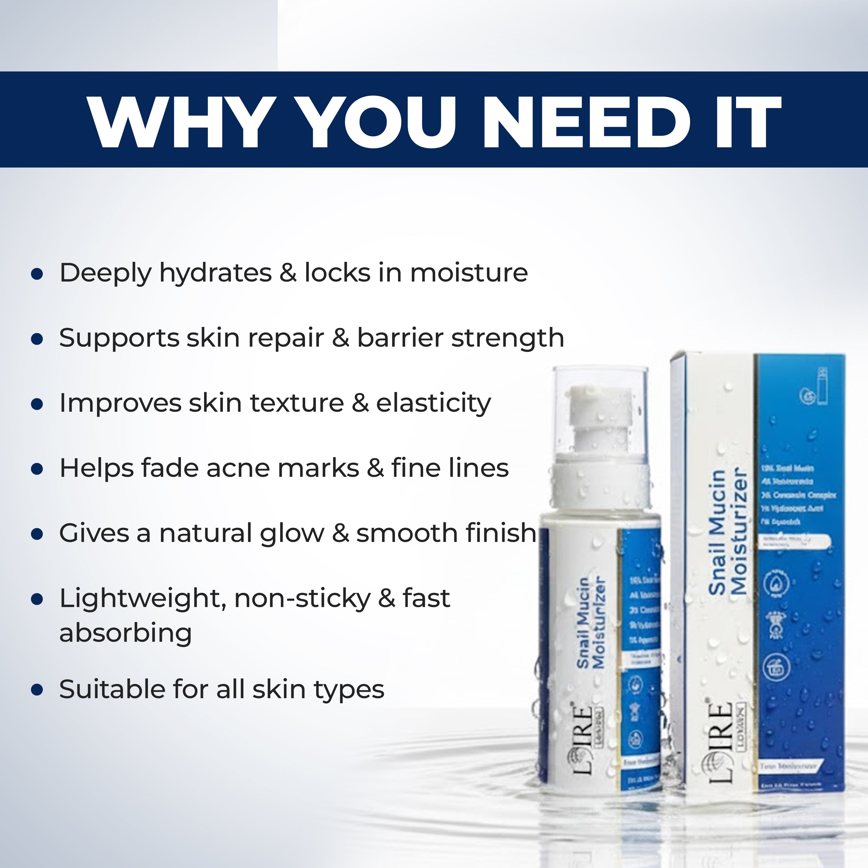 Snail Mucin Moisturizer - Deep Repair Hydrating Cream with Ceramides and Hyaluronic Acid