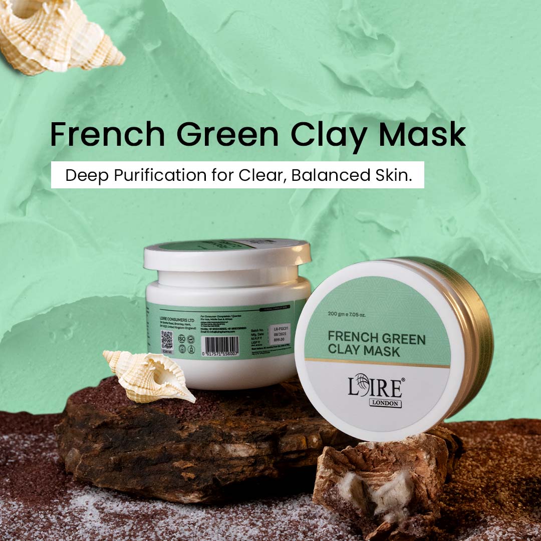 Loire French Green Clay Mask for Deep Cleansing, Oil Control & Brightening | Detox Clay Mask