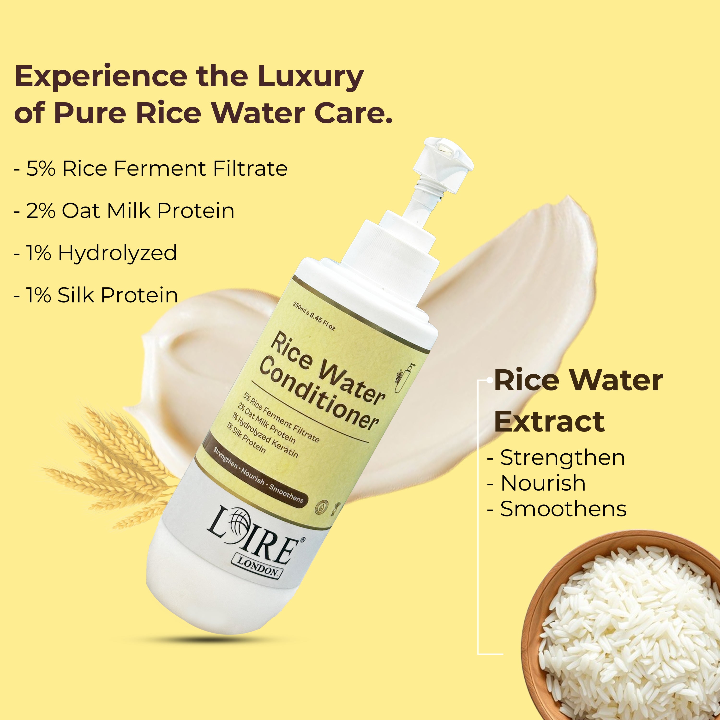 Loire Rice Water Conditioner for Smooth, Strong, and Frizz Free Hair – Deep Repair Conditioner