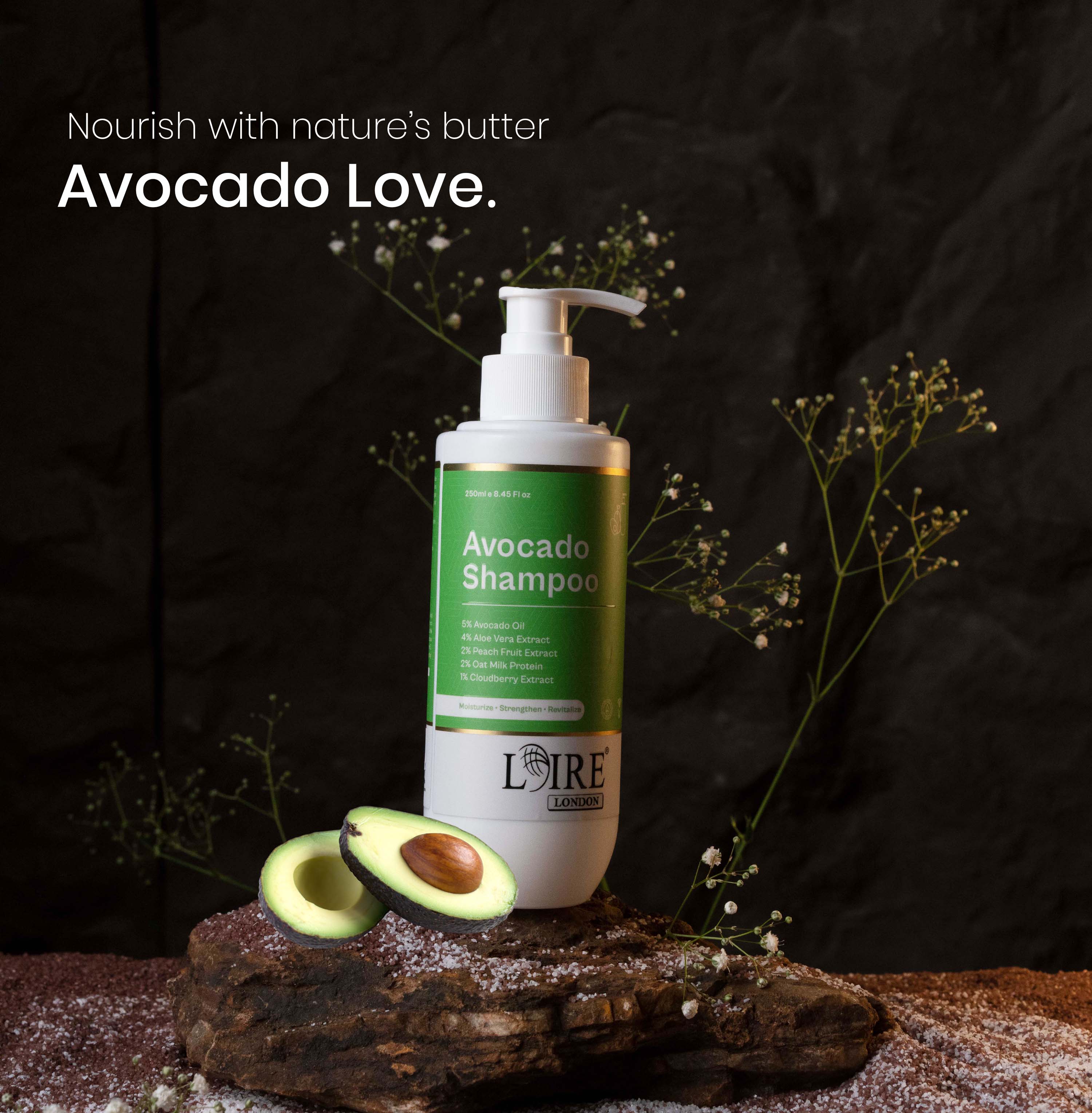 Loire Avocado Shampoo for Dry and Damaged Hair – Nourishing Sulfate Free Shampoo