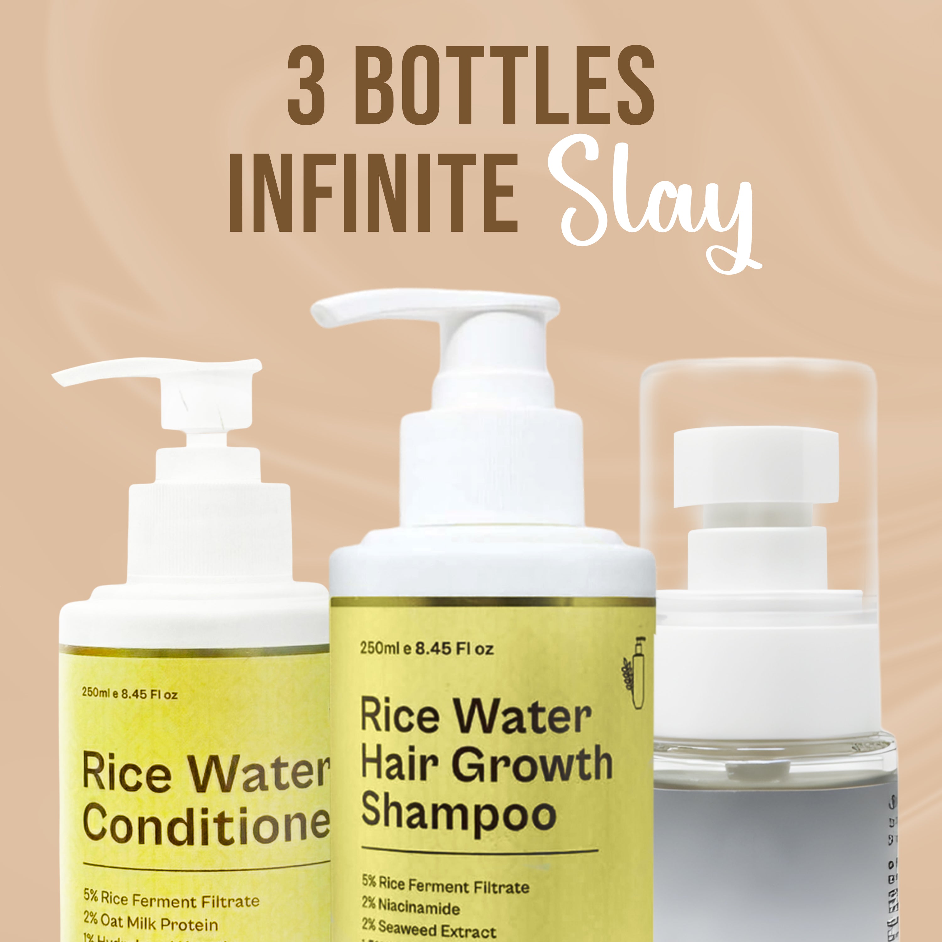 Haircare Combo | Rice Water Hair Growth & Repair – Serum, Shampoo & Conditioner for Thicker, Stronger & Frizz-Free Hair
