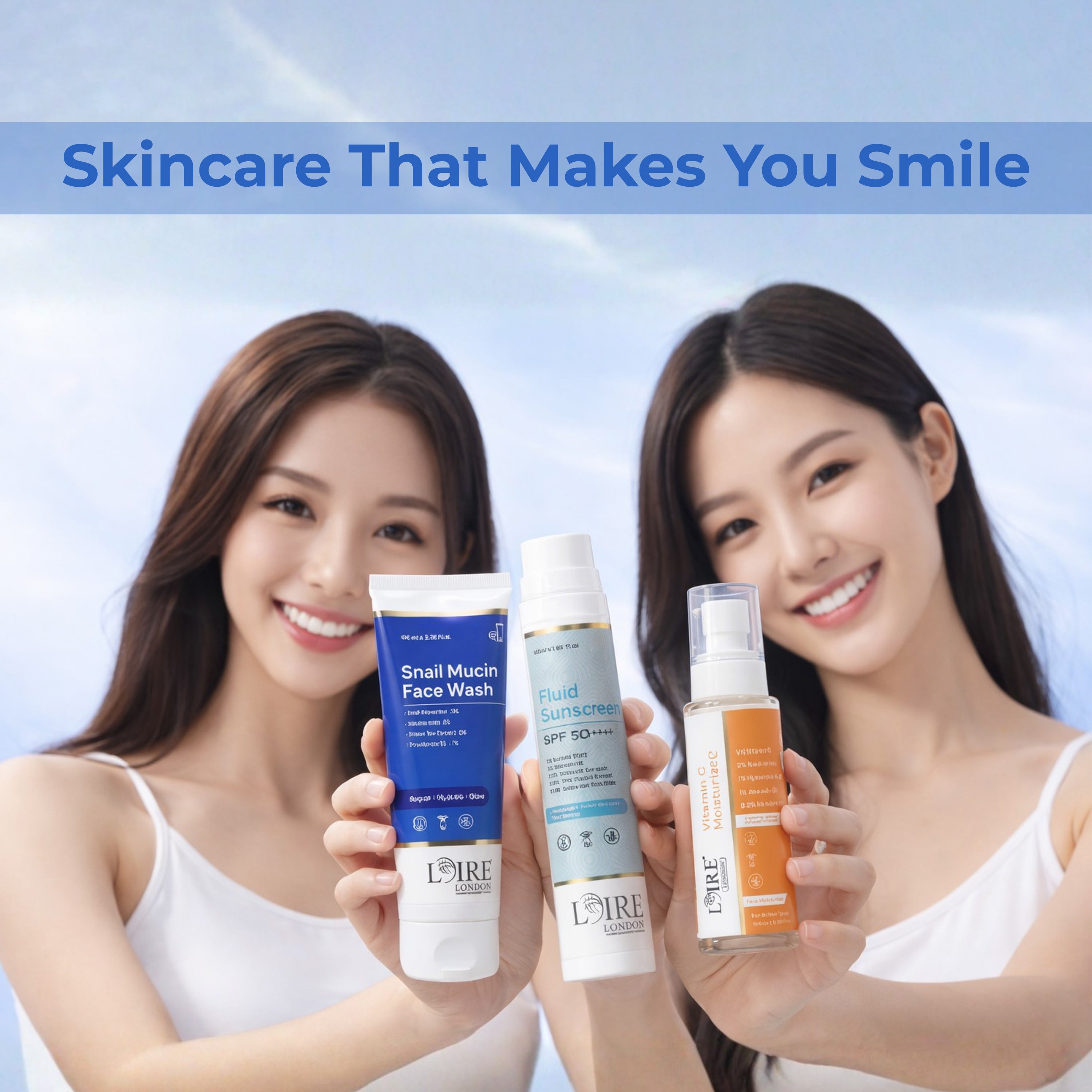 Skincare Combo | Snail Mucin Face Wash | Vitamin C Moisturizer | Fluid Sunscreen | Hydrating, Brightening & Complete Daily Care Kit